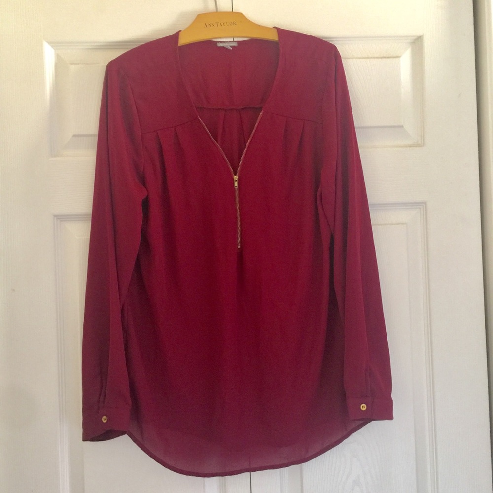 Charlotte Russe Long-Sleeves Zipper Front Blouse